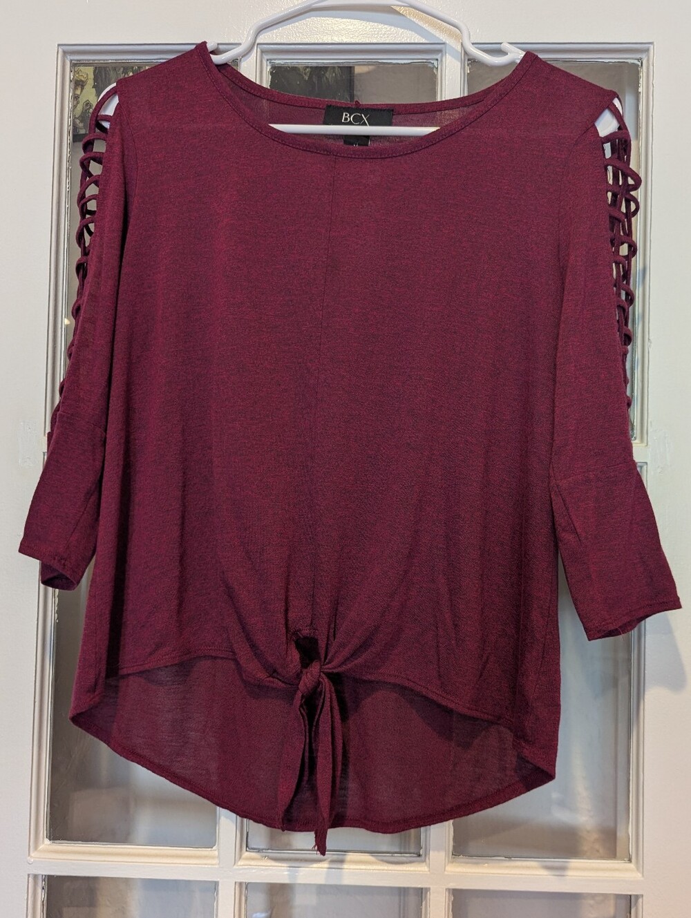 Lattice Cold-Shoulder Tie-Front Tunic